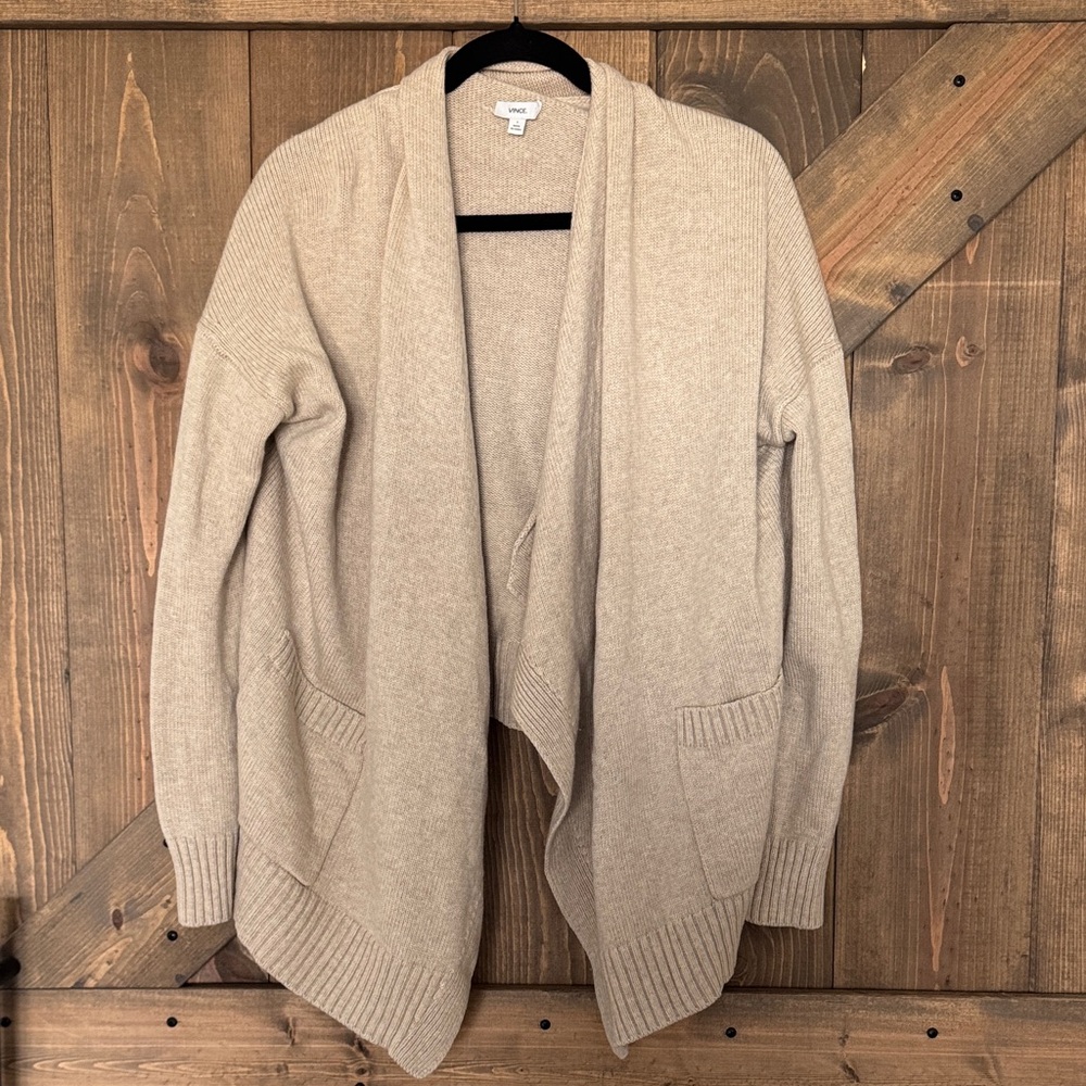 Vince Women's Beige Open Front Cardigan Sweater Size S
